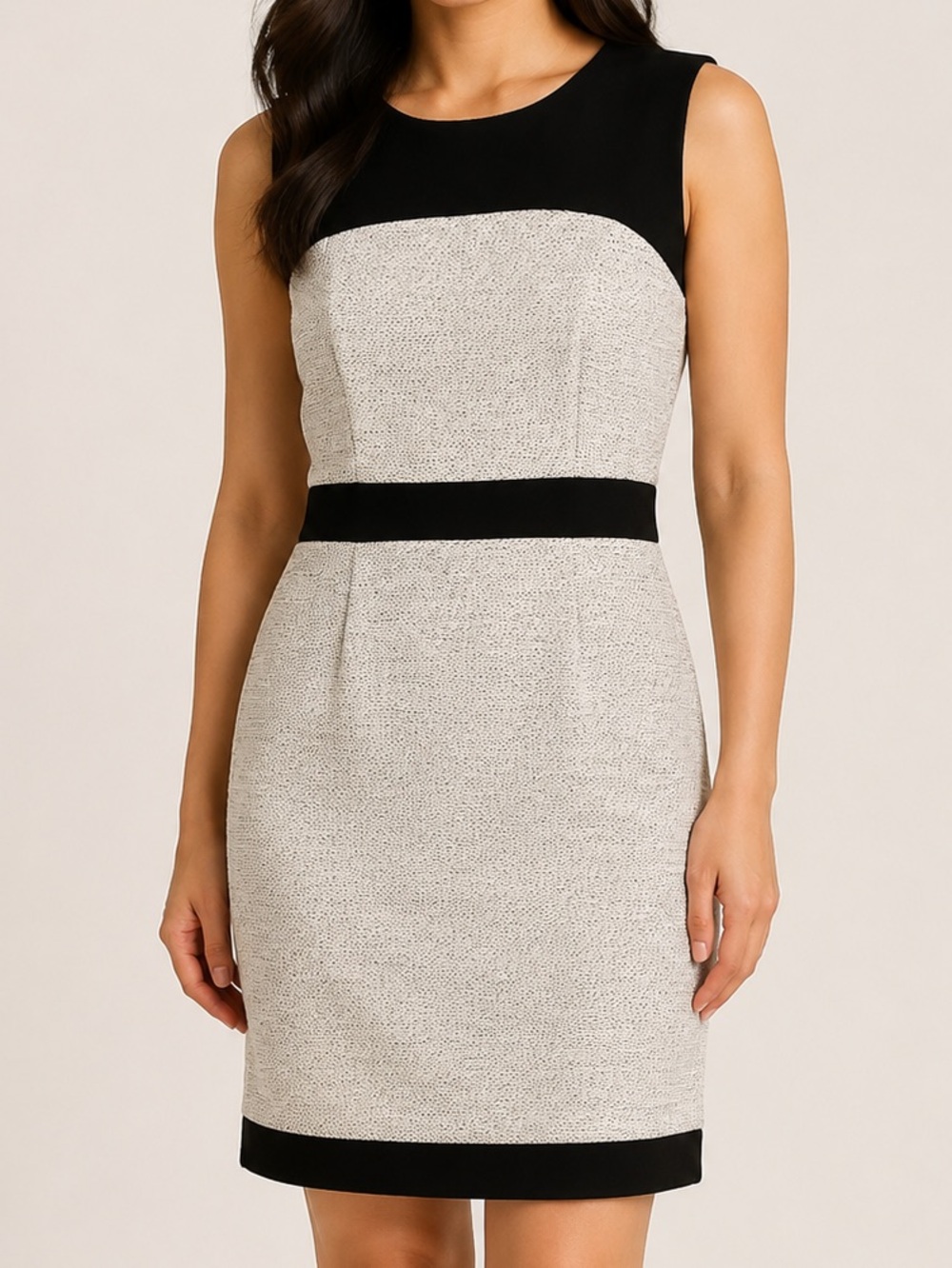 Banana Republic Ivory Black Colourblock Sheath Dress Petite 6P
